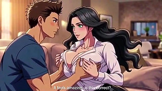 Stepmom teach his stepson how to sequese big natural tits 3D Anime