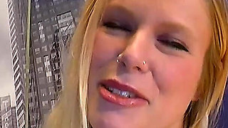 Blonde Slut & Filthy Brunette Suck, Ride and Get Their Faces Covered in Cum