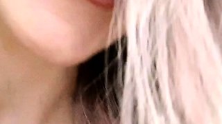 Sweet beauty masturbating on webcam close up