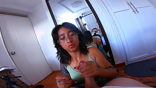 College Tattoed Babe Giving Blowjob