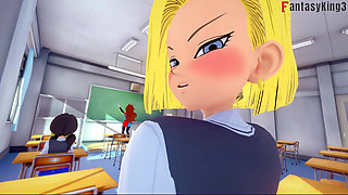 Android 18 seduces Gohan at the university - Dragon Ball Zex Series