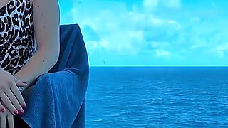 Risky Outdoor Squirt on the Deck of the Ship