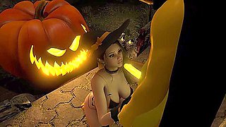 Sexy Witch Fucks The Pumpkin King On Halloween