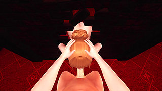 Miko the Sexy Redhead in a Red Room Intense No-Hands Sloppy Blowjob with Moans, and Glory Hole Mouth Fuck