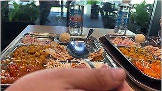 Quick Sex In The Toilet Of A Shopping Mall. Indian Food Tasting