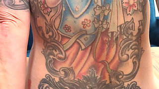 Tattoo MILF Riding Black 8 Dildo