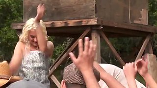 Vintage Country Orgy with Amber Rayne and Gang - Cumshot & Lesbian Fun in HD
