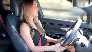 Stranger Fingers My Stepmom's Shaved Pussy in Car - Alina Rai Cums Hard