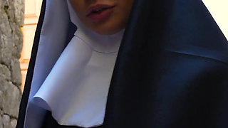 Nun Swallows Priest Halfway Then Begs “cum on My Tits Father”
