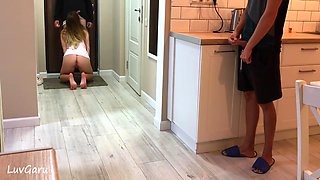 Delivery Man Cum On Tits While My Husband Watching - Luvgaru 6 Min
