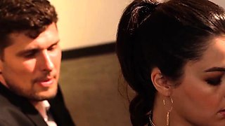 Brunette swinger with immense innate jugs shares wife
