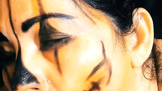 Possessed hot neighbor makes the best blowjob with cum in her mouth and swallows it all. ASMR Moaning and swallowing cum