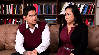 Stepmom and Therapyst Seduce Stepson in Wild Therapy Session