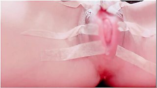 個人撮影/モサイク極薄tーフて広けた中身丸見えハイハンおマンコ愛液とろり潮吹きオtニー