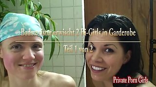 Lifeguard Catches Two Horny Bi Girls in Shower Room - Part 1 - Amanda Jane Fucking & Throat Cum