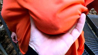 Beating One of Her Tits on Monument