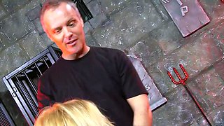 Blondie's Latex BDSM Session with Fishnet Clad Dirty Woman
