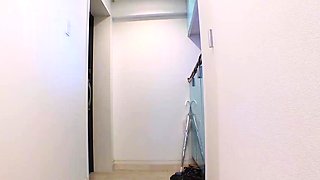 Eager Japanese lingerie saleswoman door to door action