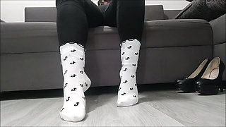 (108) White Patterned Socks