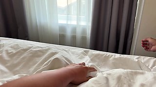 Horny and pregnant wife, throated his dick before a ride