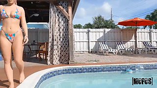 Big Booty Bikini Cutie Endures Poolside Anal Pounding from Victor Ray, Callie Black, and Milan Cheek in In