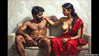 Indian wife sucking her stepbrother cock infront of her husband hot threesome sex