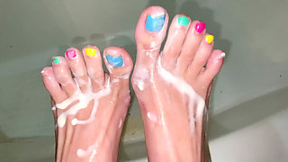 Foot Girl Pouring Ice Cream on My Soles Food Play Small Feet
