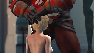 Alien monster fucks hard a young blonde in the sci-fi lab