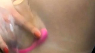 Wet Pantyhose Masturbation With Dildo