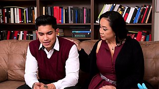 Stepmom and Therapyst Seduce Stepson in Wild Therapy Session