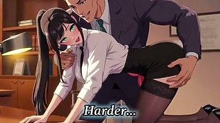 Big tits secretary gets bent over the desk by her boss for fucking private meeting