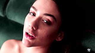 Long-haired sweetheart Vixi Rafi demonstrates her shaved pussy