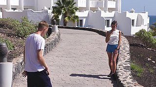 Buxom Luna and her teen lover bask naked in nature's glory