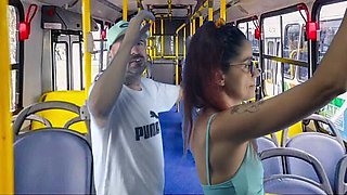 Public Transport Sex - Amateur Couple Fucking Doggy Style on Bus with Fanny Squirting