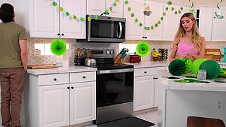 Hot blonde stepsis sucks Leprechaun Cock