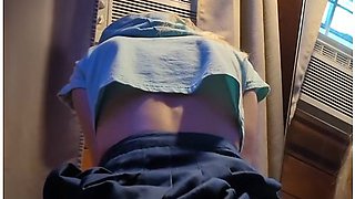 Riding Cosmic Dildo On Tray Reverse Cowgirl