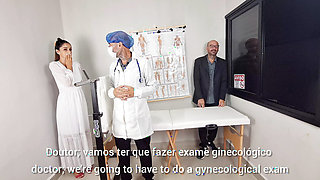 Groom takes bride to the naughty doctor and doesn't realize that gynecologist was a bastard!