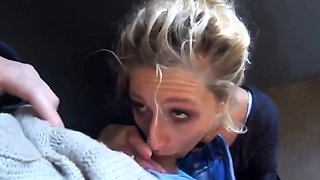 Blonde Amateur Receives Facial After Deep-Throat Blowjob