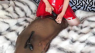 Hot Latex Bondage Slave Milked and Fed Cum - TigerLilySissy Domination