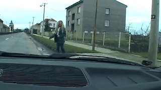 Pierced Pussy Dildo Stretch Squirting in The Car