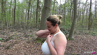 Boy Seduce German Curvy BBW Mature Kathy Deep to Suck His Dick at Public Place