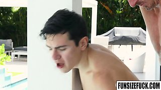 Twink Alex Gonz Fucked by Hung Tall Studs Guy Spencer and Jay Stryker Outdoors