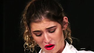 Bossy CFNM police office wanking lad