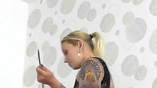 Two Blonde MILF Spanking Their Fat Slave