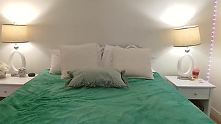 Alluring indian beauty enjoys sensual lingerie solo bed passion