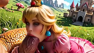 Mario's princess gets slammed by big cock in the castle yard