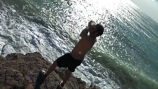Cute redhead gets fucked on the beach
