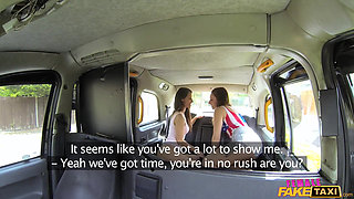 Female Fake Taxi - Lesbian Stripper Pussy Eating Session in Cab
