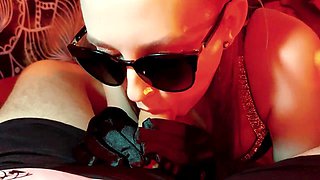 Super hot blonde Yourhoneybunny in dark gloves shows off her perfect body