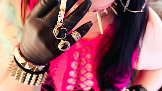 A British Tart Tina Snua Smokes A Cigarette Wearing Leather Gloves - Smoking Smoker Dangle Cigarette OMI OME Snap Inhale